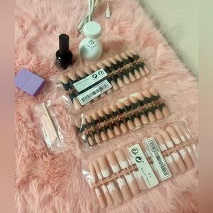 Nude and Black Press-On Nails Set